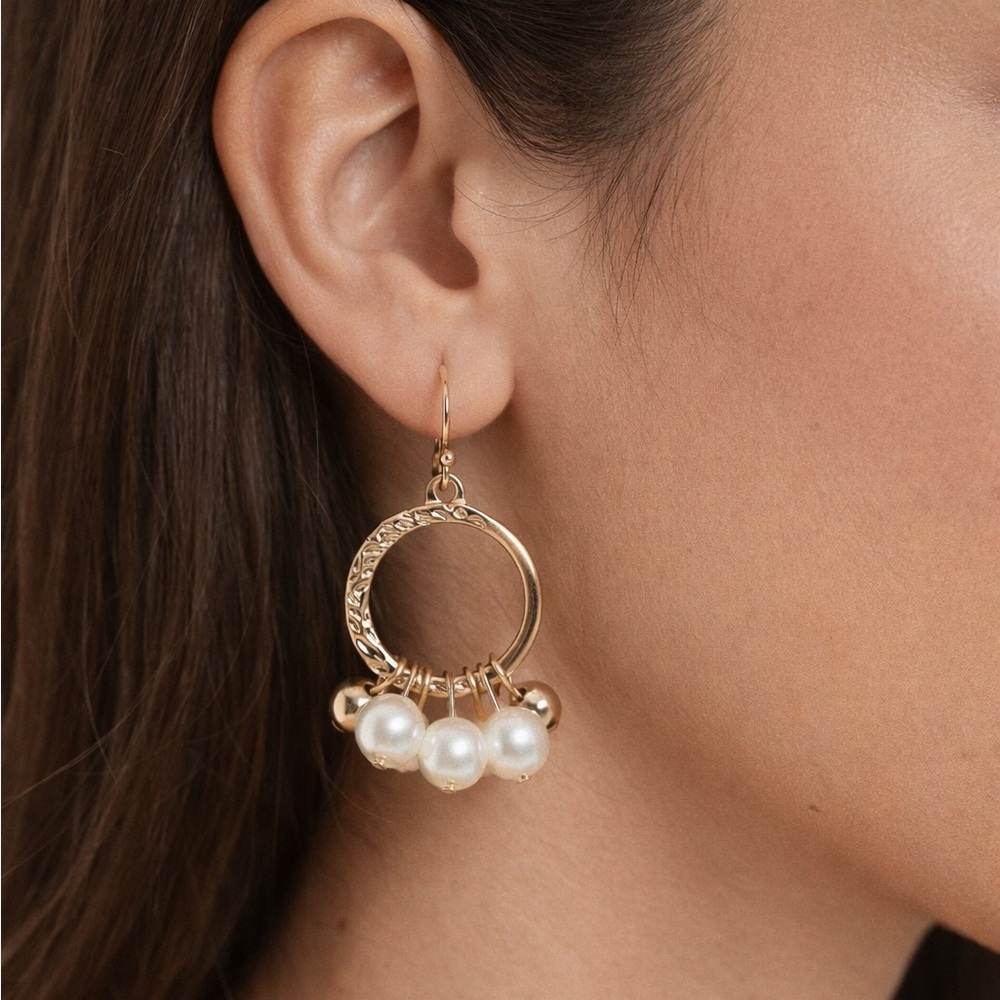 Jules B Gold Tone Pearl Dangle Earrings